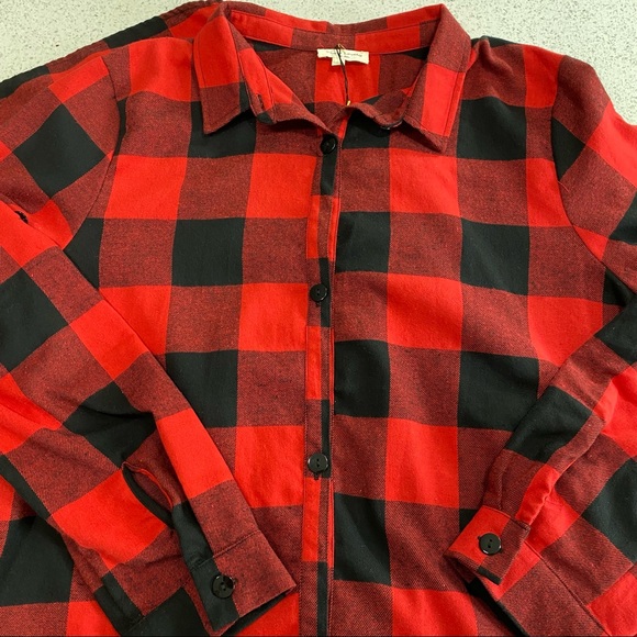Buffalo plaid button up long shirt / dress-size L - Picture 8 of 11